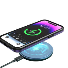 For iPhone 13/14 Case Magnetic Circle Lens Cover with Stand + Tempered Glass