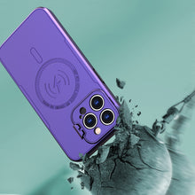 For iPhone 13/14 Case Magnetic Circle Lens Cover with Stand + Tempered Glass