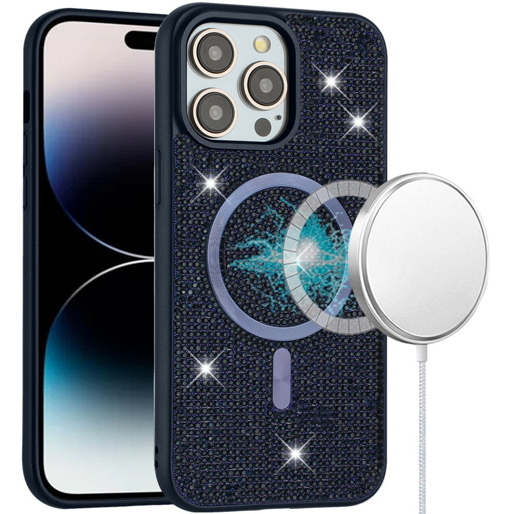 For iPhone 14 PRO MAX 6.7 in. Case Magnetic Circle Full Bling Dazzle Shimmering