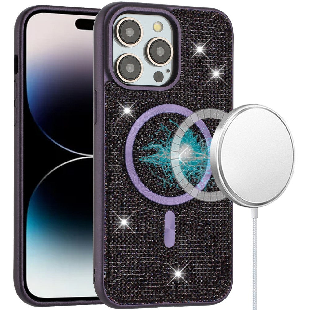 For iPhone 14 PRO MAX 6.7 in. Case Magnetic Circle Full Bling Dazzle Shimmering