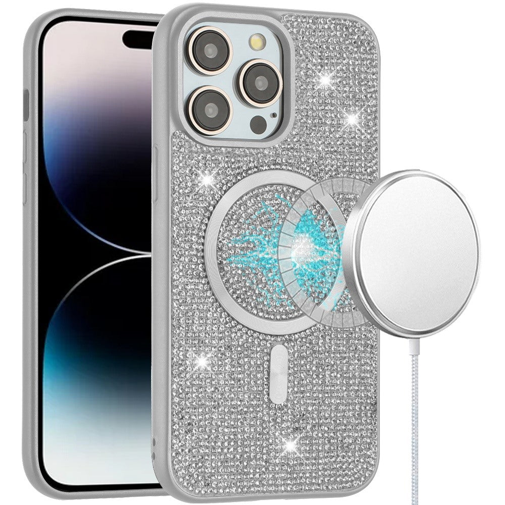 For iPhone 14 PRO MAX 6.7 in. Case Magnetic Circle Full Bling Dazzle Shimmering
