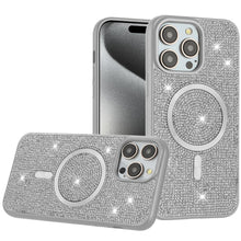 For iPhone 15 Pro Max Case Magnetic Circle Full Bling Dazzle + 2 Tempered Glass
