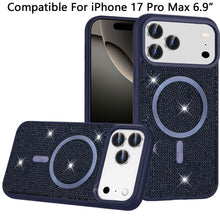 For iPhone 17 Pro Max Case Magnetic Circle Full Bling Dazzle + Tempered Glass