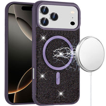 For iPhone 17 Pro Max Case Magnetic Circle Full Bling Dazzle + Tempered Glass