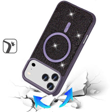 For iPhone 17 Pro Max Case Magnetic Circle Full Bling Dazzle + Tempered Glass