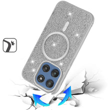 For Moto G 2025 Case Magnetic Circle Full Bling Crystals Dazzle + Tempered Glass