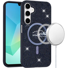 For Samsung A16 5G Case Magnetic Circle Full Bling Dazzle Cover + Tempered Glass