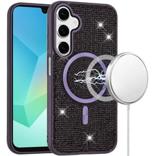 For Samsung A16 5G Case Magnetic Circle Full Bling Dazzle Cover + Tempered Glass