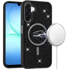 For Samsung A17 5G Case Magnetic Circle Full Bling Dazzle Cover + Tempered Glass