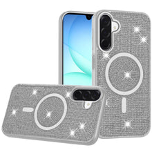 For Samsung A17 5G Case Magnetic Circle Full Bling Dazzle Cover + Tempered Glass