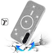 For Samsung A17 5G Case Magnetic Circle Full Bling Dazzle Cover + Tempered Glass