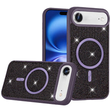 For iPhone Air Case Magnetic Circle Full Bling Rhinestone Cover + Tempered Glass