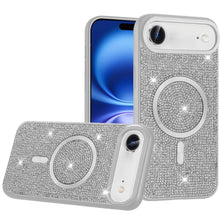 For iPhone Air Case Magnetic Circle Full Bling Rhinestone Cover + Tempered Glass