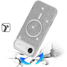 For iPhone Air Case Magnetic Circle Full Bling Rhinestone Cover + Tempered Glass