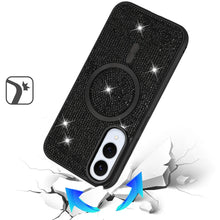 For Samsung S25 Edge Case Magnetic Circle Full Bling Dazzle + Tempered Glass