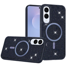 For Samsung S25 Edge Case Magnetic Circle Full Bling Dazzle + Tempered Glass