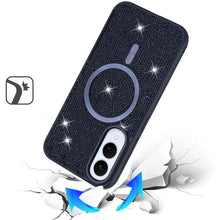 For Samsung S25 Edge Case Magnetic Circle Full Bling Dazzle + Tempered Glass