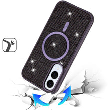 For Samsung S25 Edge Case Magnetic Circle Full Bling Dazzle + Tempered Glass