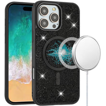 For iPhone 16 PRO MAX Case Magnetic Circle Full Bling Dazzle + Tempered Glass