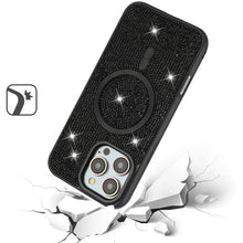 For iPhone 16 PRO MAX Case Magnetic Circle Full Bling Dazzle + Tempered Glass