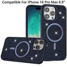 For iPhone 16 PRO MAX Case Magnetic Circle Full Bling Dazzle + Tempered Glass