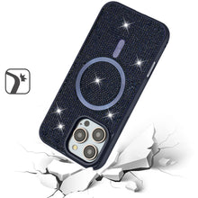 For iPhone 16 PRO MAX Case Magnetic Circle Full Bling Dazzle + Tempered Glass