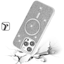 For iPhone 16 PRO MAX Case Magnetic Circle Full Bling Dazzle + Tempered Glass
