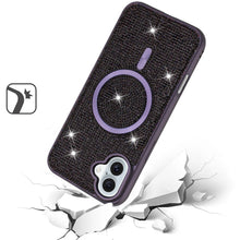 For iPhone 16 Plus 6.7in Case Magnetic Circle Full Bling Dazzle + Tempered Glass