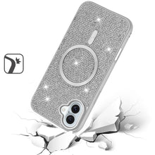 For iPhone 16 Plus 6.7in Case Magnetic Circle Full Bling Dazzle + Tempered Glass