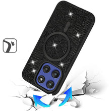 For Moto G Stylus 2025 Case Magnetic Circle Full Bling Dazzle + Tempered Glass