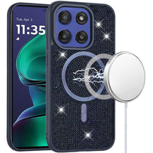 For Moto G Stylus 2025 Case Magnetic Circle Full Bling Dazzle + Tempered Glass