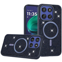 For Moto G Stylus 2025 Case Magnetic Circle Full Bling Dazzle + Tempered Glass