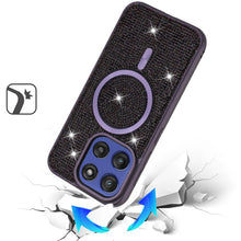 For Moto G Stylus 2025 Case Magnetic Circle Full Bling Dazzle + Tempered Glass