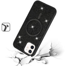 For iPhone 12/12 Pro Case Magnetic Circle Full Bling Dazzle + Tempered Glass
