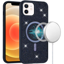 For iPhone 12/12 Pro Case Magnetic Circle Full Bling Dazzle + Tempered Glass