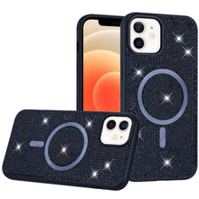 For iPhone 12/12 Pro Case Magnetic Circle Full Bling Dazzle + Tempered Glass