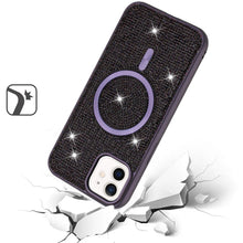 For iPhone 12/12 Pro Case Magnetic Circle Full Bling Dazzle + Tempered Glass