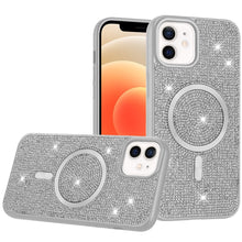 For iPhone 12/12 Pro Case Magnetic Circle Full Bling Dazzle + Tempered Glass