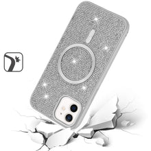 For iPhone 12/12 Pro Case Magnetic Circle Full Bling Dazzle + Tempered Glass