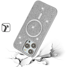For iPhone 12 Pro Max Case Magnetic Circle Full Bling Dazzle + Tempered Glass