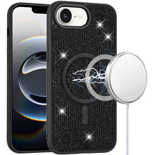 For iPhone 16e Case Magnetic Circle Full Bling Dazzle Cover + Tempered Glass