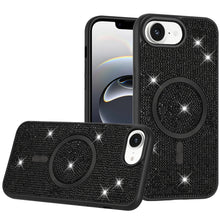 For iPhone 16e Case Magnetic Circle Full Bling Dazzle Cover + Tempered Glass