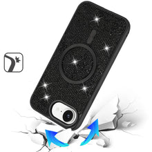 For iPhone 16e Case Magnetic Circle Full Bling Dazzle Cover + Tempered Glass