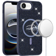 For iPhone 16e Case Magnetic Circle Full Bling Dazzle Cover + Tempered Glass