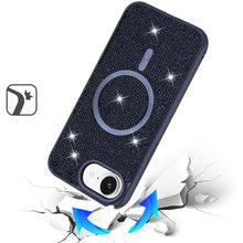 For iPhone 16e Case Magnetic Circle Full Bling Dazzle Cover + Tempered Glass
