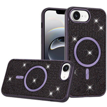 For iPhone 16e Case Magnetic Circle Full Bling Dazzle Cover + Tempered Glass