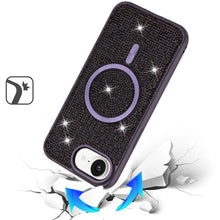For iPhone 16e Case Magnetic Circle Full Bling Dazzle Cover + Tempered Glass