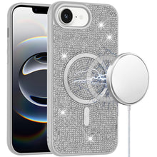 For iPhone 16e Case Magnetic Circle Full Bling Dazzle Cover + Tempered Glass