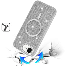 For iPhone 16e Case Magnetic Circle Full Bling Dazzle Cover + Tempered Glass