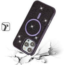 For iPhone 16 Pro 6.3in Case Magnetic Circle Full Bling Dazzle + Tempered Glass